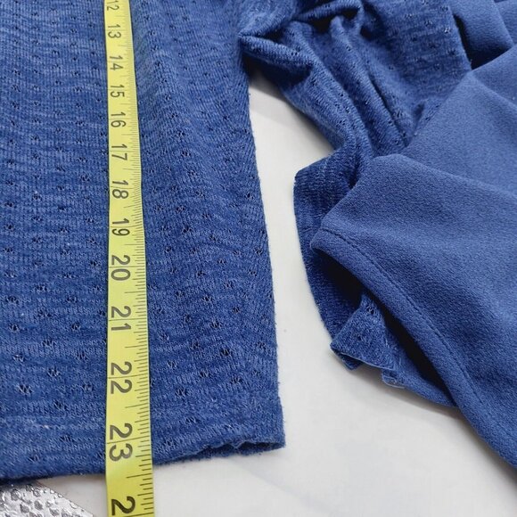 Melissa McCarthy Seven7 Size Small 2X Cardigan Blue Open Drape Front Long Sleeve - Picture 7 of 9